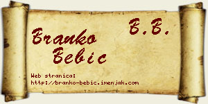 Branko Bebić vizit kartica